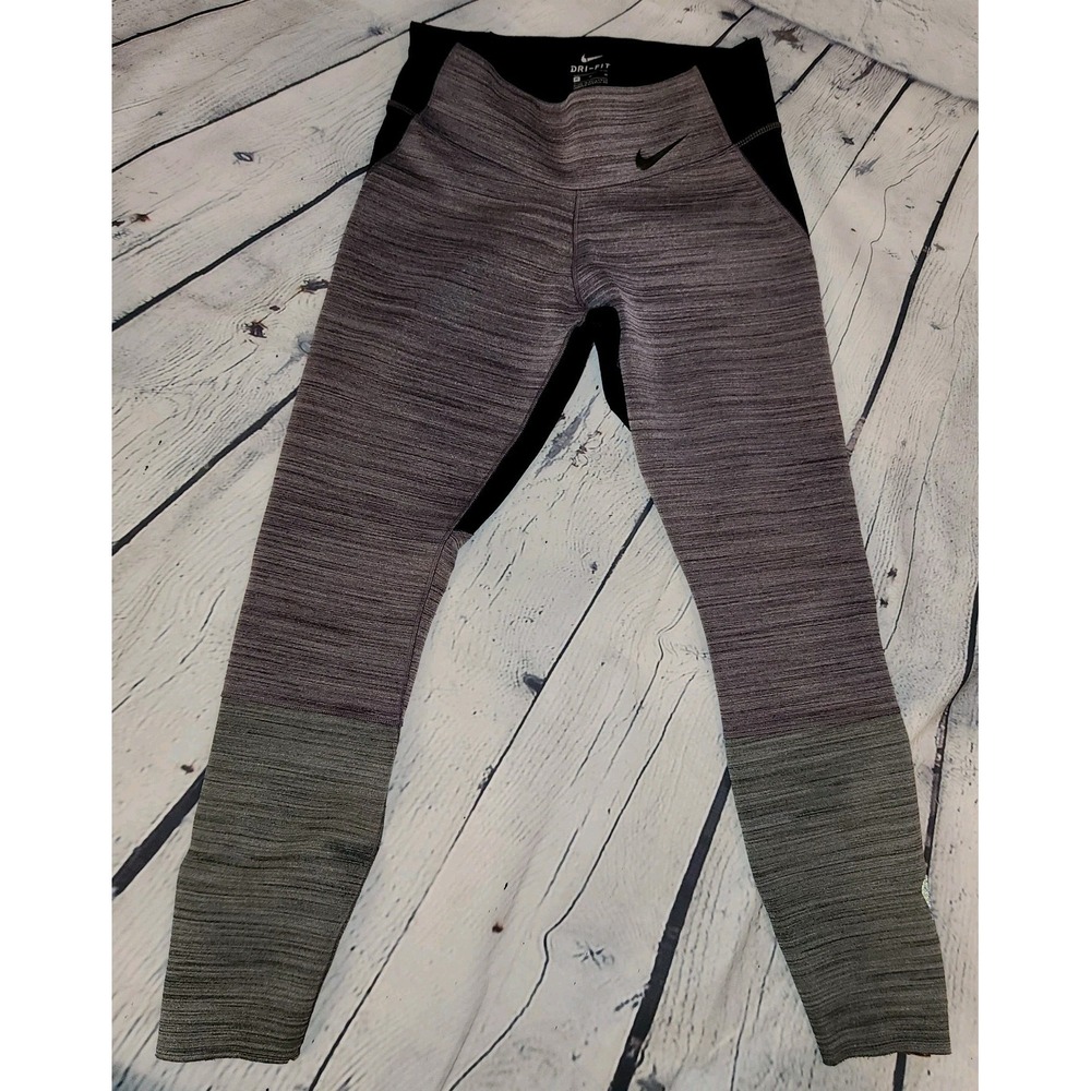 NIKE Legendary Mid Rise Active Leggings Size Med., Purple, Gray